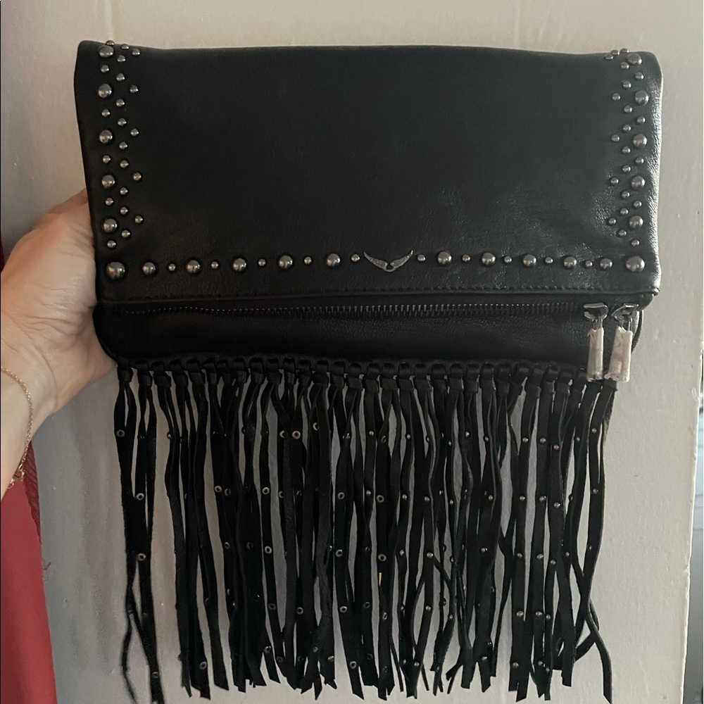 Zadig & Voltaire clutch with fringe